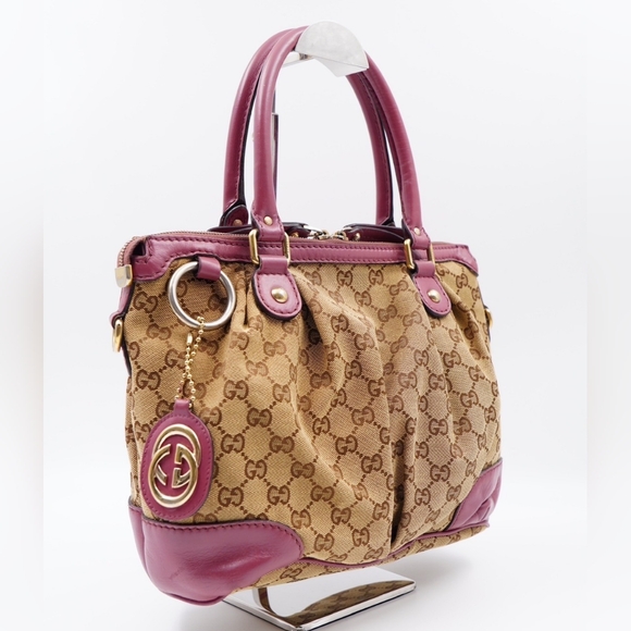 AQ28❤️ GUCCI Monogram Sukey Top Handle Satchel - Picture 3 of 15
